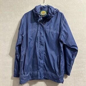 Cabellas Womens Blue Zip Up Hooded Rain Jacket small wind breaker oversize